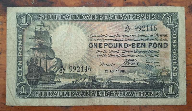 South African One PoundBank Note - M.H. De Kock