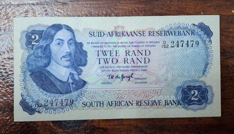 South African Two Rand Note - T.W. De Jongh