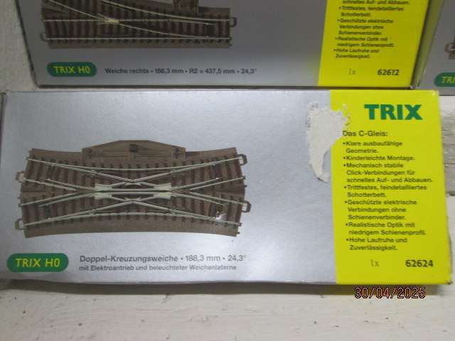 HO / OO SCALE - TRIX - POINTS X6 + DOUBLE SLIP CROSSOVER -BOXED