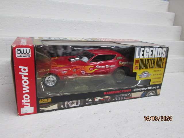 DIE CAST - 1:18 SCALE - AUTOWORLD LEGENDS OF THE QUARTER MILE - 1971 - DODGE CHARGER - FUNNY CAR