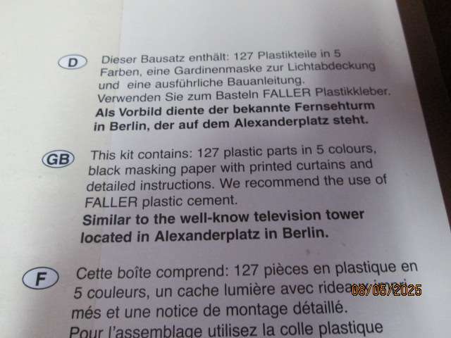 HO SCALE - FALLER - TELEVISION TOWER - BOXED
