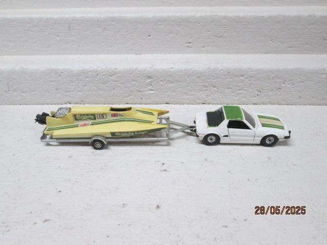 CORGI - FIAT X19 WITH RACING CARLSBERG BOAT & TRAILER