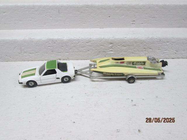 CORGI - FIAT X19 WITH RACING CARLSBERG BOAT & TRAILER