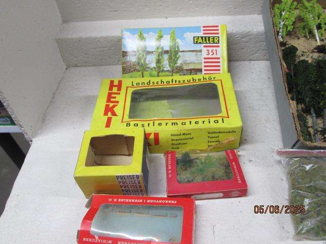 HO SCALE - VARIOUS TREES AND SCENERY MATERIAL (BEER BOX FULL)