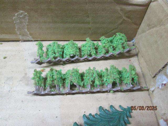 HO SCALE - VARIOUS TREES AND SCENERY MATERIAL (BEER BOX FULL)