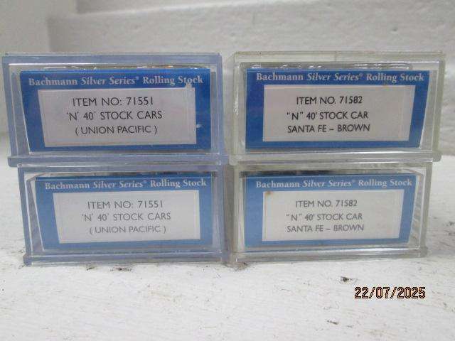 N SCALE - BACHMANN - 40 FOOT STOCK CARS - X4 - BOXED