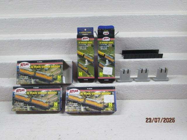 N SCALE - ATLAS - GERDER BRIDGES - X3 + PIERRE BRIDGE SUPPORT SETS - X2 - ALL BOXED