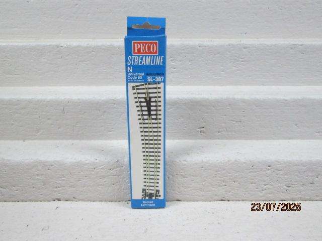 N SCALE - PECO - CURVED LEFT HAND POINT - SL-387 - BOXED