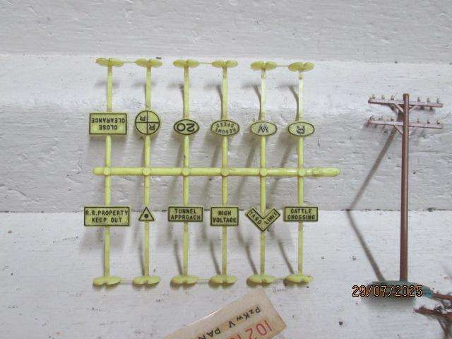 HO SCALE - LOTS OF SCENERY RAILWAY SIGNS + TELEPHONE POLES ETC