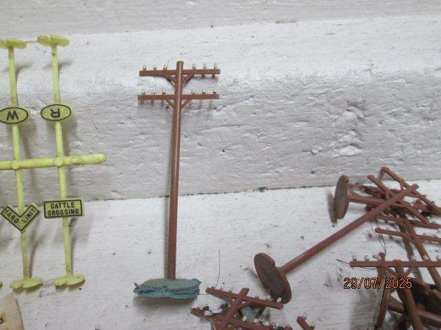HO SCALE - LOTS OF SCENERY RAILWAY SIGNS + TELEPHONE POLES ETC