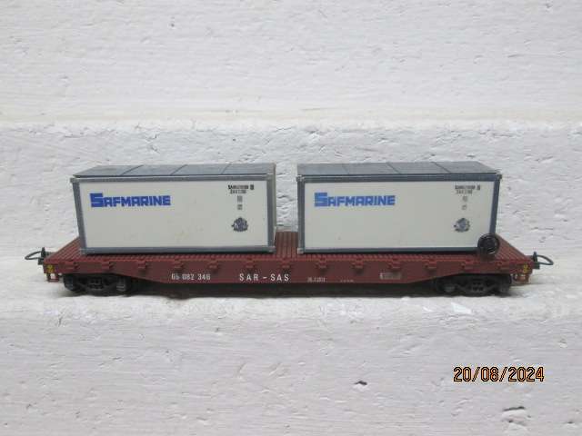 HO SCALE - LIMA - SAR - CONTAINER WAGON WITH SAFMARINE CONTAINERS - BOXED