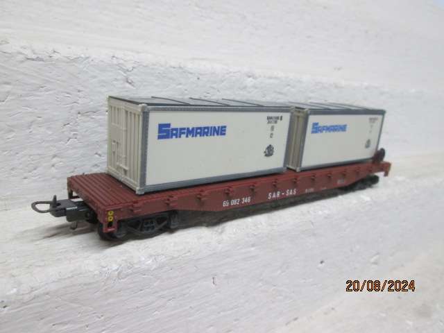 HO SCALE - LIMA - SAR - CONTAINER WAGON WITH SAFMARINE CONTAINERS - BOXED