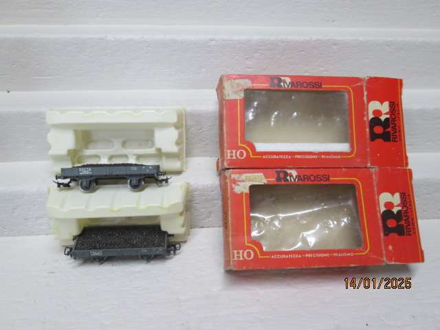 HO SCALE - RIVEROSSI - X2 OPEN GOODS WITH COAL LOAD - BOXED
