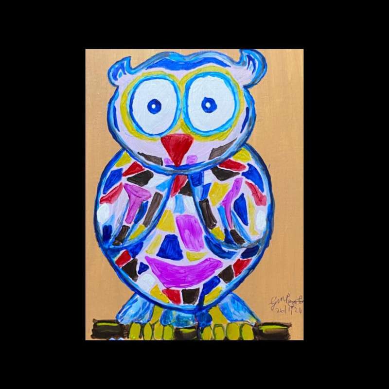 A3 Acrylic Owl Original Painting