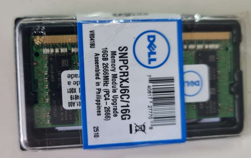 LAST FEW LEFT - BRAND NEW OPENNED - LAPTOP MEMORY - 16GB - DDR4 - 2666 MHZ - DELL