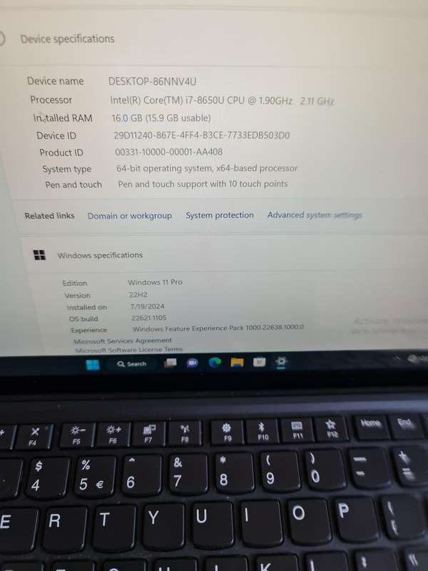 LENOVO THINKPAD X1 TABLET/LAPTOP - CORE i7 8Th Gen - 16Gb - 256Gb - 14" FULL TOUCH SCREEN-DETACHABLE