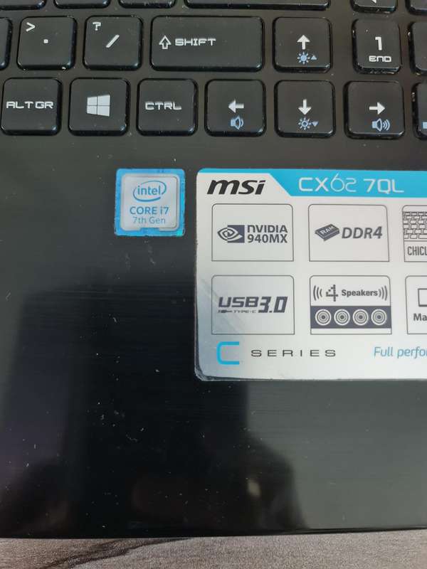 MSI CX627QL LAPTOP - CORE i7 7TH GEN - 4GB - 500GB - 15.6 INCH-NVIDIA 940 2GB GRAPHICS - PLEASE READ