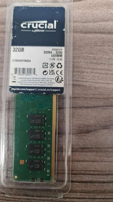 BRAND NEW - CRUCIAL - 32GB DDR4 - DESKTOP MEMORY - 3200MHZ