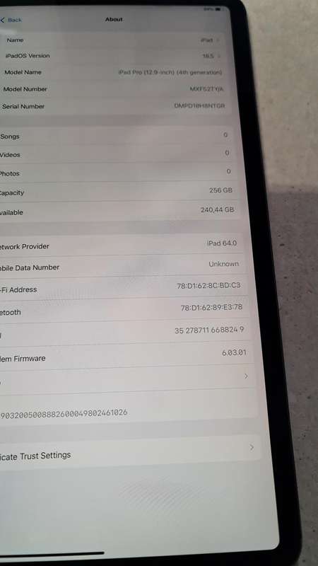APPLE IPAD PRO 12.9 (4TH GEN) - A2332 - 2020 MODEL - 256GB - WIFI AND CELLULAR