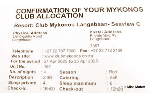 Midweek at Mykonos Western Cape - 6 sleeper - 21st to 25th April 2025 - 4 adults and 2 children.