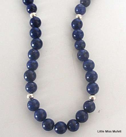A Lapi Lazuli  beaded necklace with sterling beads and clasp