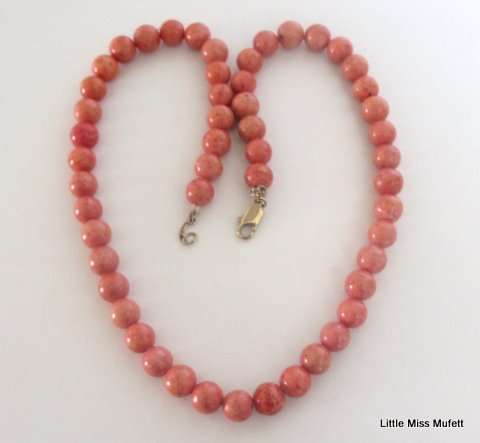 Vintage genuine Coral necklace on a gold tone clasp