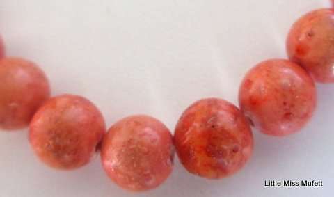 Vintage genuine Coral necklace on a gold tone clasp