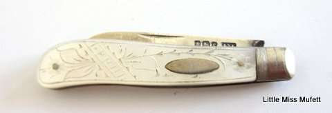 A Hallmarked silver and Mother of Pearl pocket knife 1906