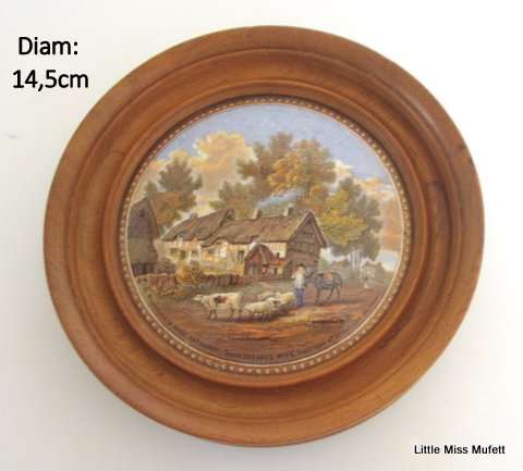 A Framed 1860's Victorian pot lid.