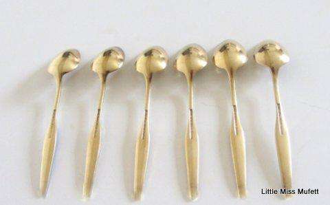 A SET OF STERLING SILVER GILDED AND ENAMEL COFFEE SPOONS---Denmark 68 Gram