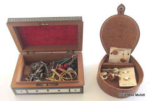 Carved Box with Goodies and Cufflink Box with Cufflinks