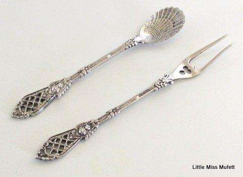 An Attractive pickle fork and spoon--Excellent condition