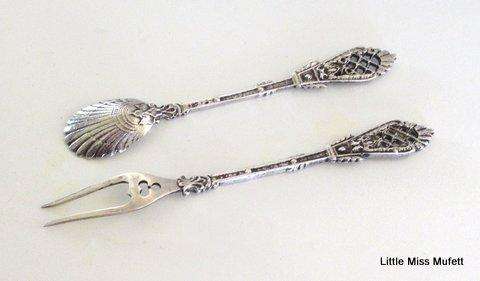 An Attractive pickle fork and spoon--Excellent condition