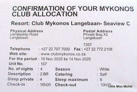Midweek at Mykonos Western Cape-6 sleeper-10th to 14th Nov 2025   - 4 adults and 2 children.