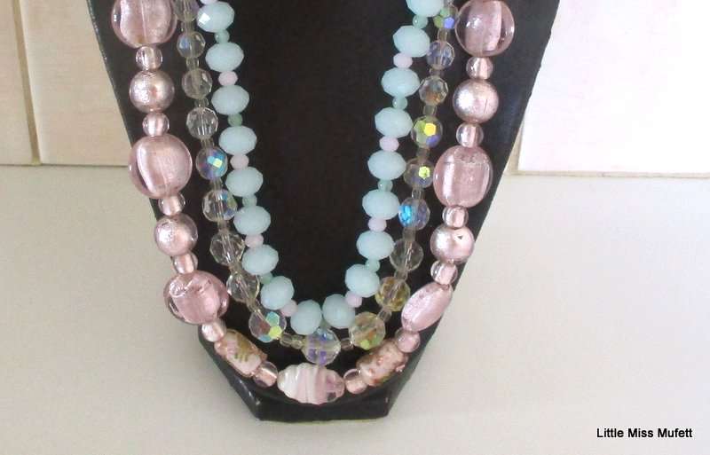 3 BEADED GLASS NECKLACES