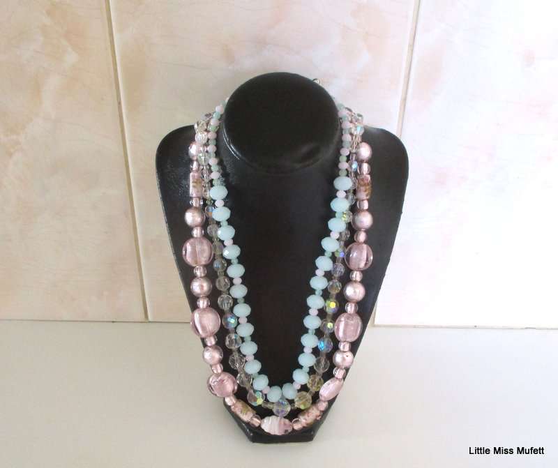 3 BEADED GLASS NECKLACES