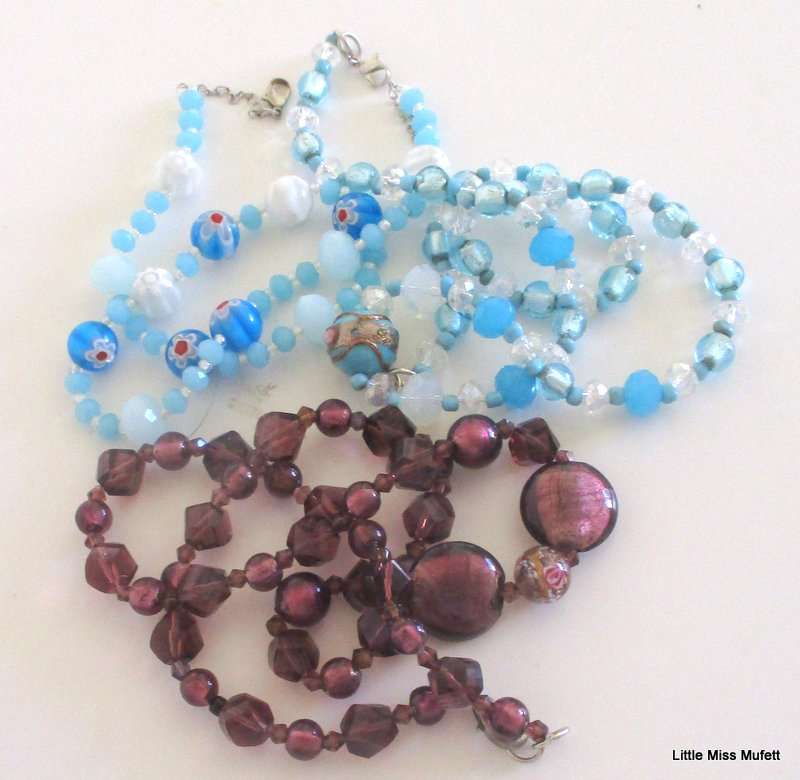 3 GLASS BEADED NECKLACES