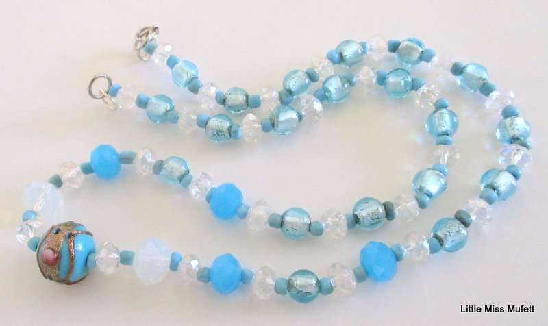 3 GLASS BEADED NECKLACES