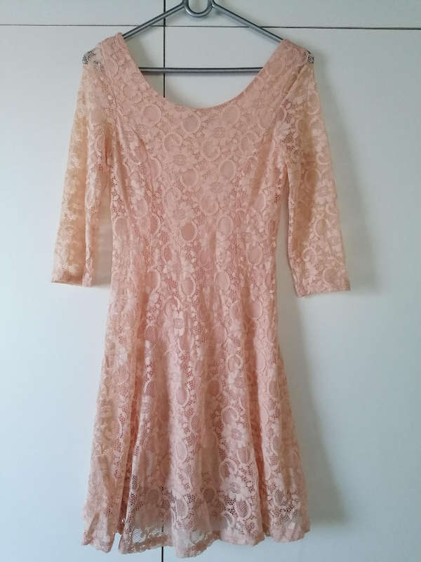 Peach lace detail dress