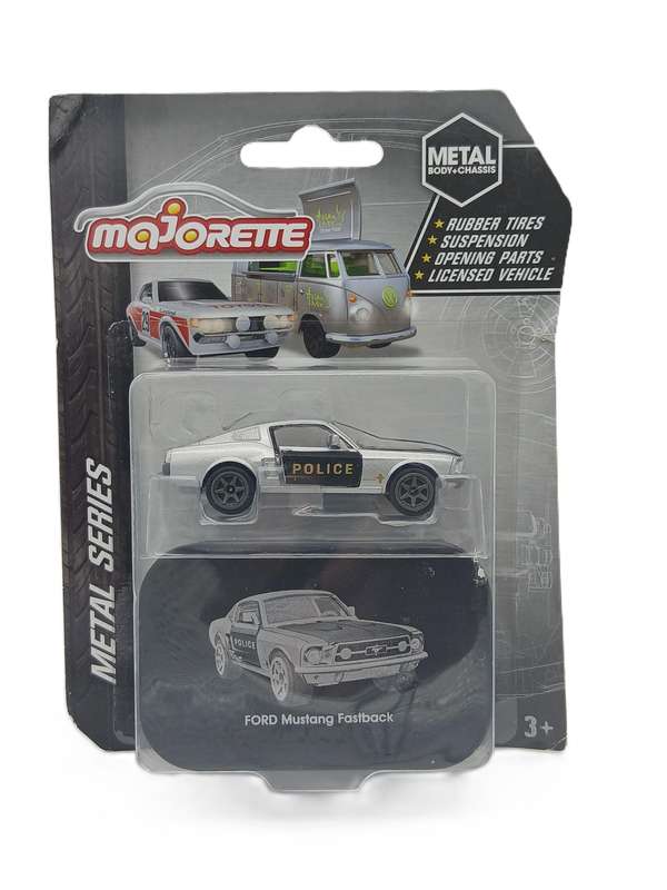 Majorette Ford Mustang Fastback Police with metal tin