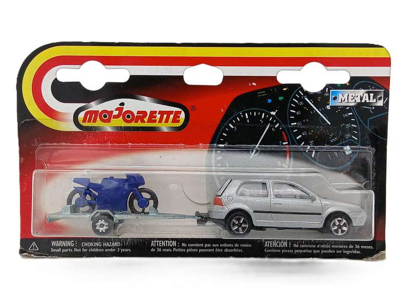 Majorette Volkswagen VW Golf MkIV GTI and Motorcycle trailer Vintage