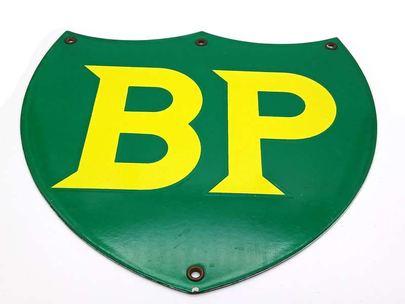 Vintage Enamel BP Petrol metal sign Small
