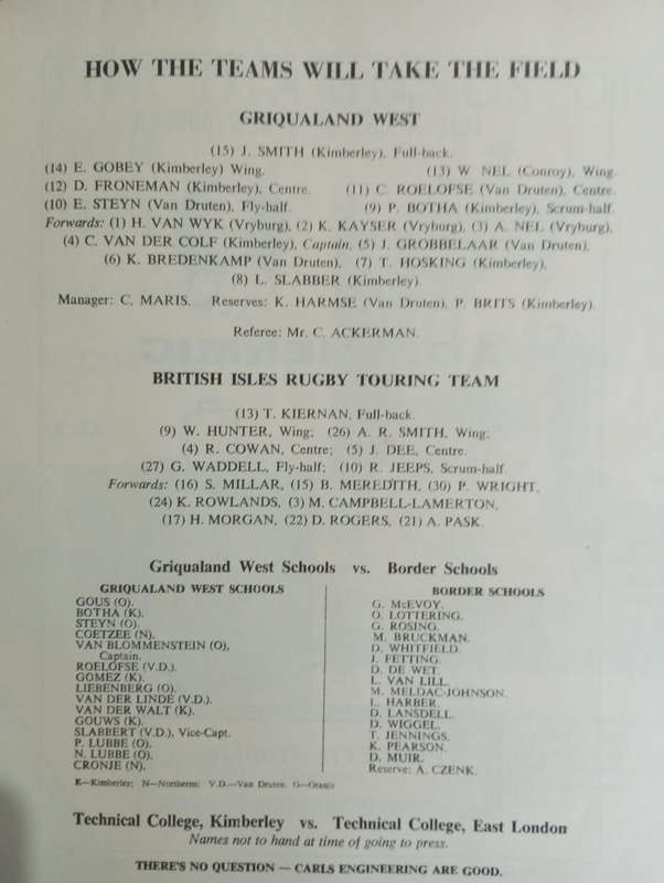 Lions vs Griquas 30.05.1962 Rare
