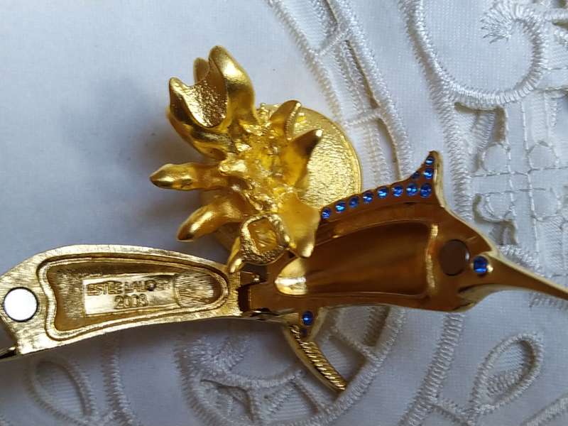 Estee Lauder Blue Marlin on Coral Stand Perfume Holder - with Rhinestones