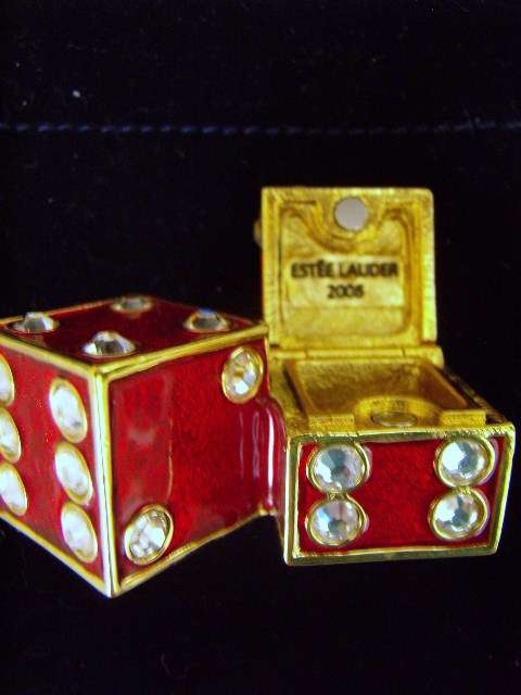 Estee Lauder Dice Solid Perfume Holder with Rhinestones