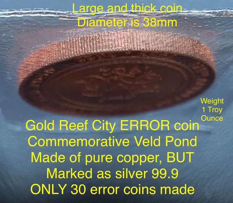 A very rare and interesting 1902 - 2022 Gold Reef City error coin. Only 30 made like this.