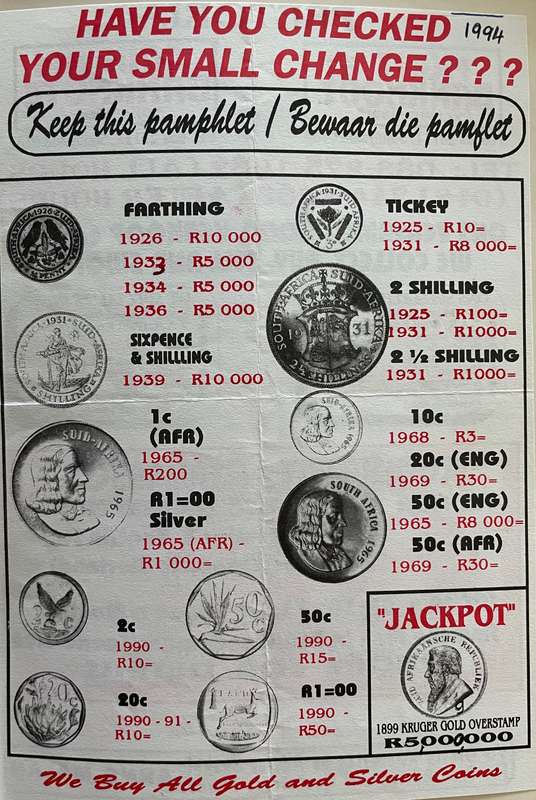 1994 SA coin catalogue. Interesting to see how SA coin prices increased since the dawn of democracy