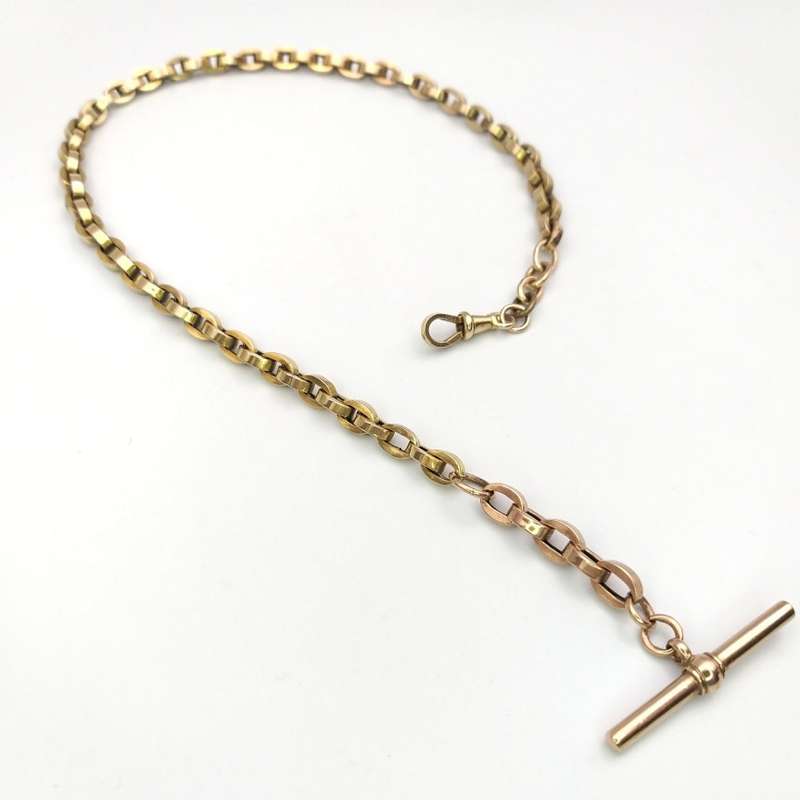 Victorian 9ct gold T-bar fob chain