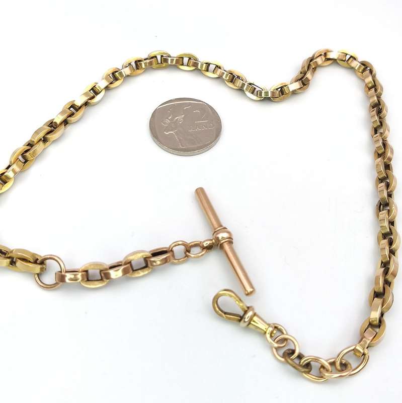 Victorian 9ct gold T-bar fob chain