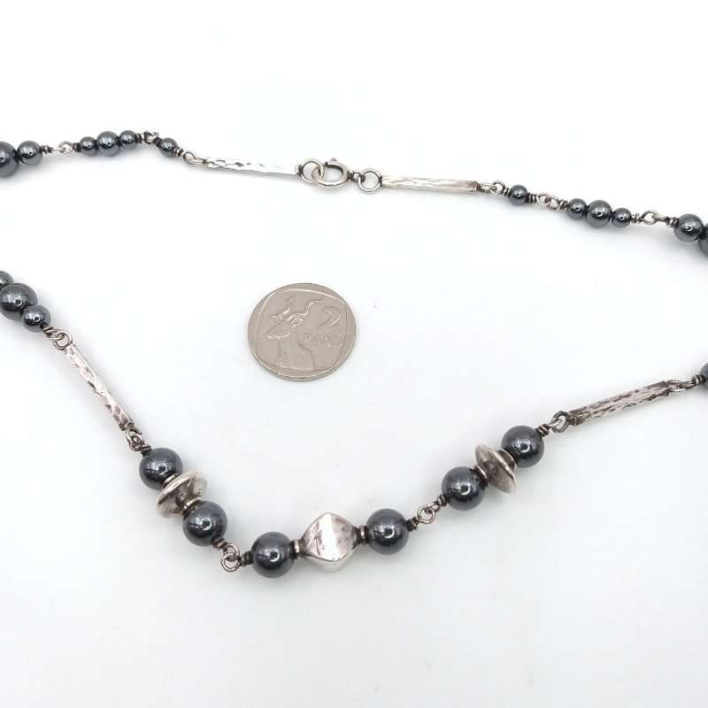 Hemetite and sterling silver necklace
